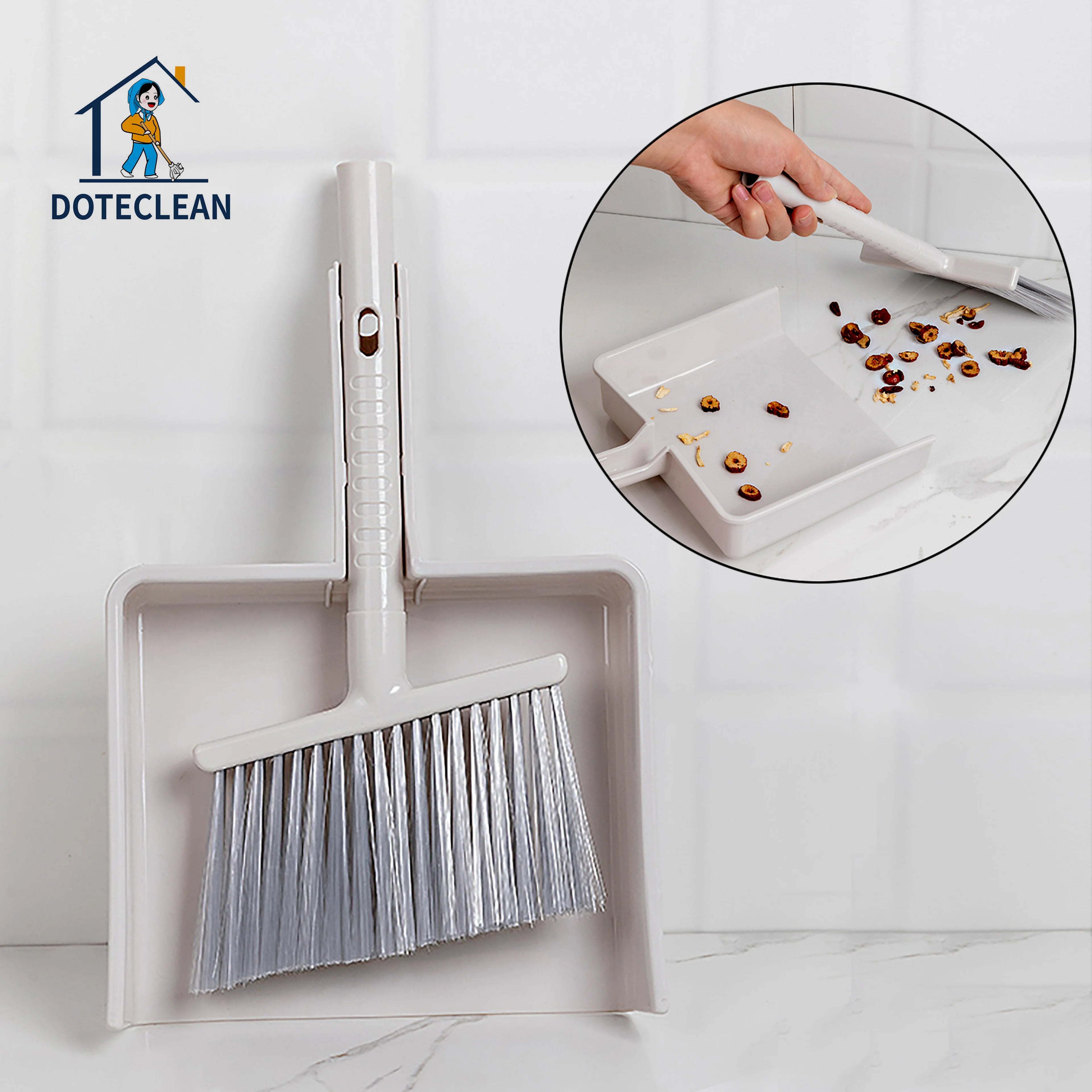 Newly Designed Plastic Broom and Dustpan Set Household Cleaning with Bristle and PET PP Materials Packaged in a Bag