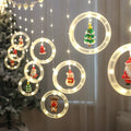 Pafu Christmas Decorations Window Star LED Lights Santa Claus Tree Snowman Round Led Curtain Lights String