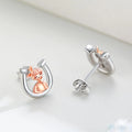 Wholesale 925 Sterling Silver Rose Gold Girl Horseshoe Kids Stud Earrings Gift
