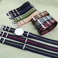 Heavy Duty 3 Loops One Piece Seatbelt Watch Band 18mm 20mm 22mm Twill Pattern Nylon Watch Strap With Stainless Steel Buckle