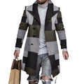 Wholesale Cheap Men's Long Coat Fall/Winter Business Formal Overcoat Notched Collar Single-Breasted Plaid
