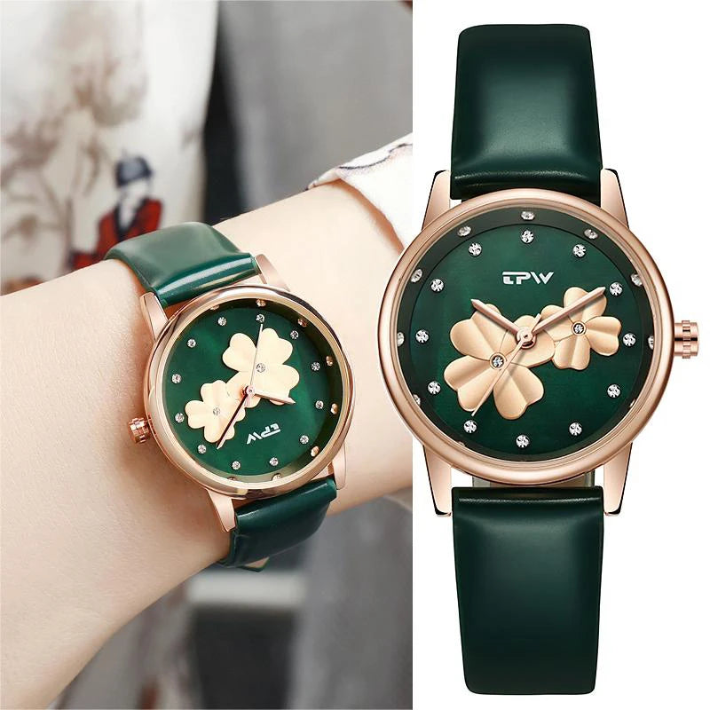 Luxury Gold Women Fancy 3D Flower Wrist Watches Ladies Relojes De Lujo Para Mujer Jam Tangan Wanita Wristwatches