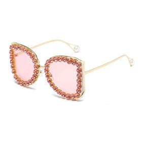 2024 New Luxury Diamond Large Frame Women's Sunglasses Custom Wholesale UV400 Acrylic Lenses Metal Frame Feihong Brand FH5081055