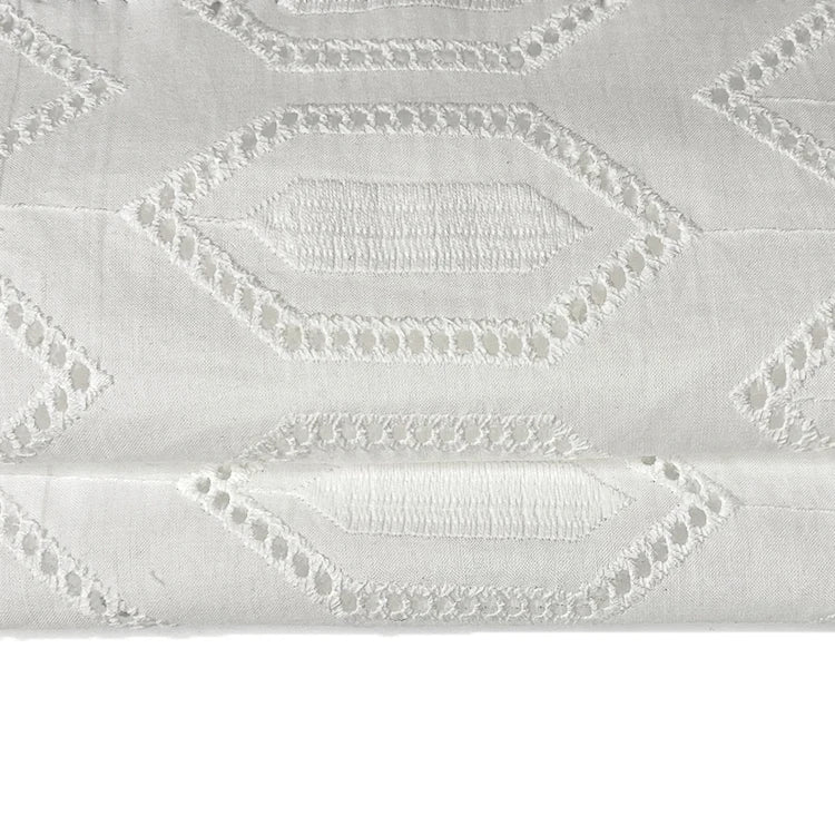 Harvest 100% Organic Cotton Voile Dyed Eyelet Geometric Stripe Embroidery Fabric From Manufacturer for Women and Girls