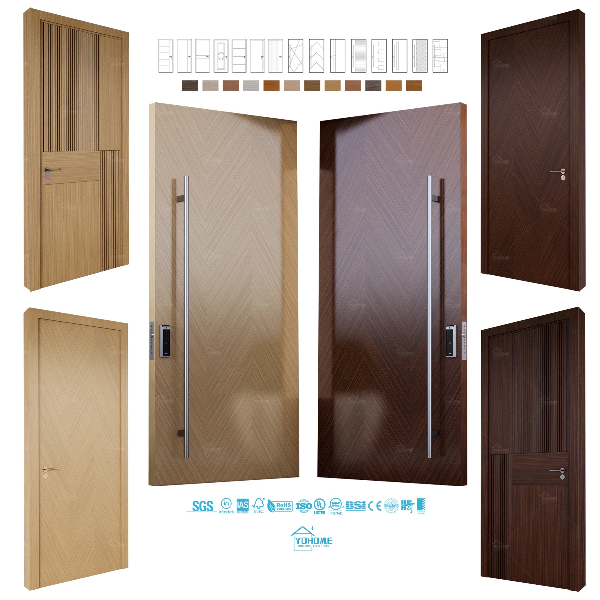 China Top Factory Custom Solid Wood Exterior Door Wooden Single Front Door Designs Entry Pivot Door