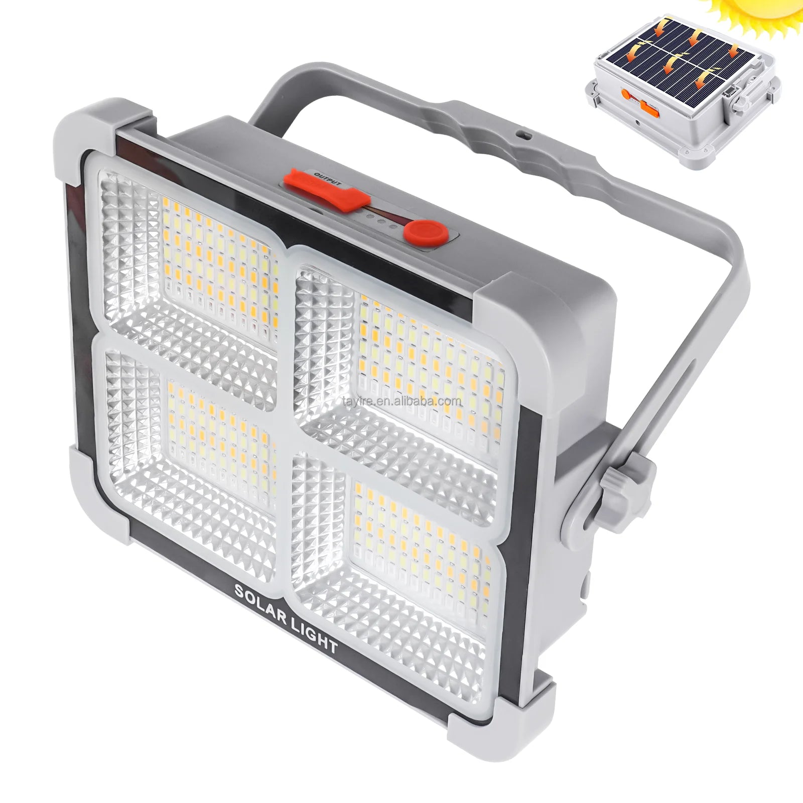 Tayire IP66 High Power Solar Rechargeable LED Floodlight for Mechanic Camping Fishing Car Repair Plastic Lamp Body Type-c Power