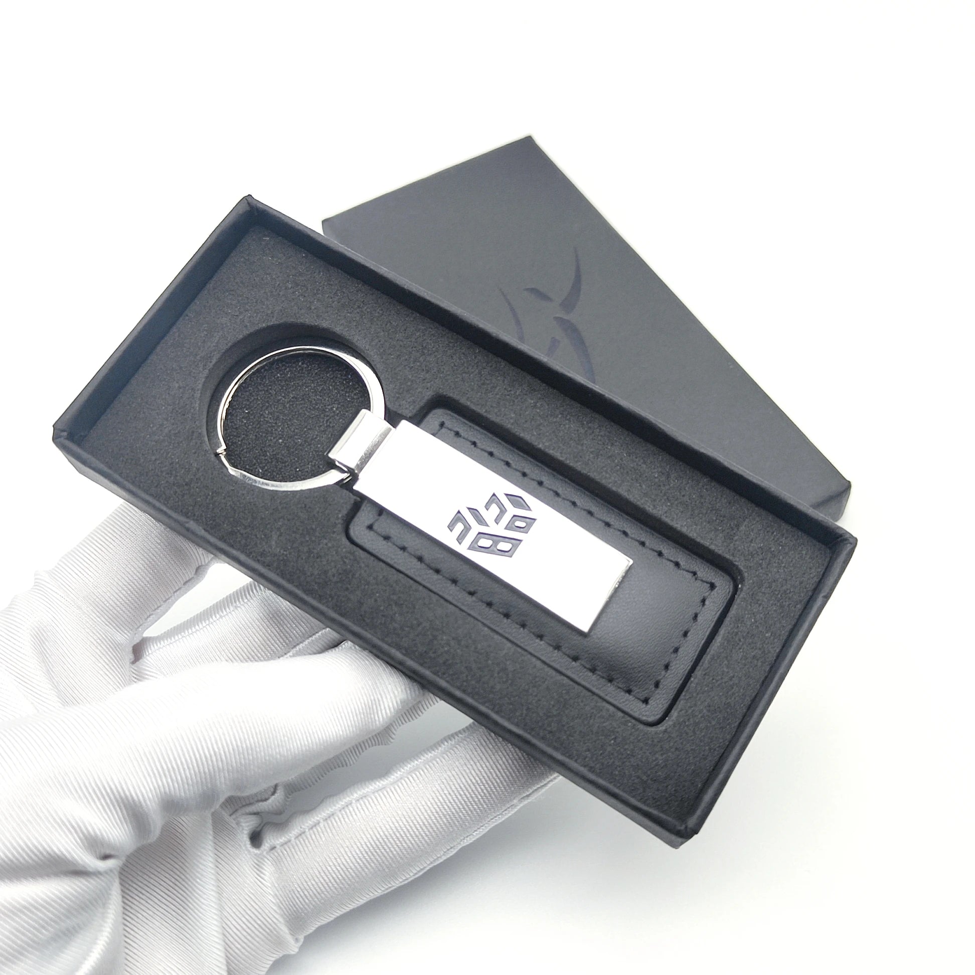 Promotional Souvenir High Quality Leather Keychain Crafts Box Gift Set Custom Logo Luxury Keychain Gift Set