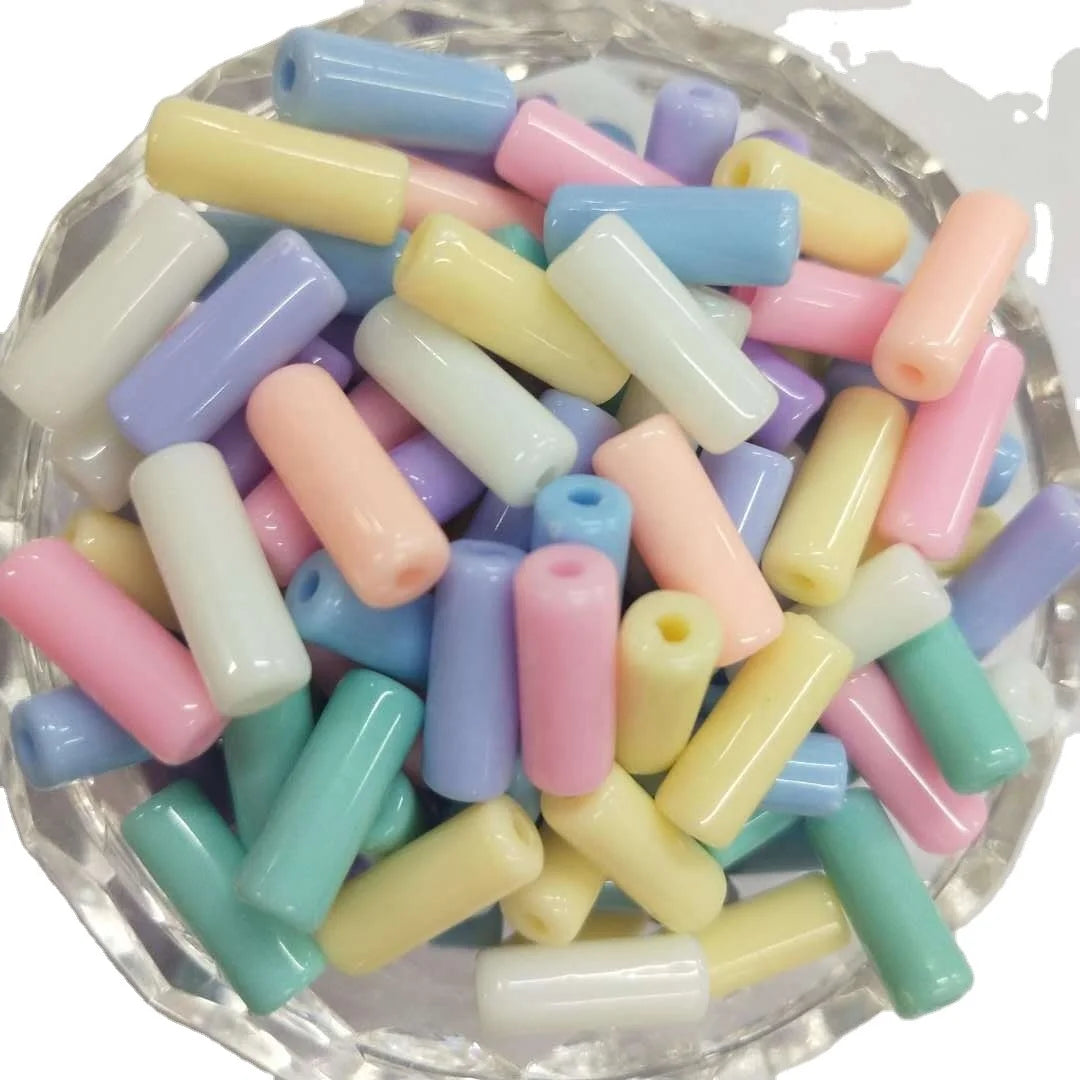 11*5mm Wholesale Mixed Color Tube Plastic Beads for Necklace Kids Jewelry Accessories