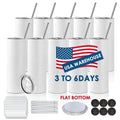 Usa Warehouse Double Wall Flat Edge Stainless Steel 20oz Skinny Straight Sublimation Blank Tumbler with Lid and Straw