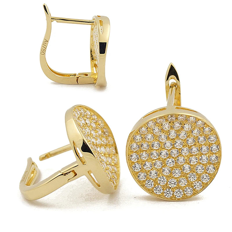 Fashion Personalized 18k Real Gold Jewelry Set Pure Gold Circle Necklaces  Earrings Wholesale
