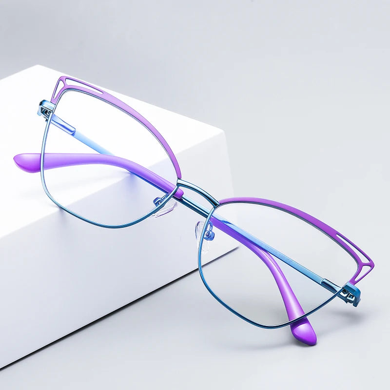 Fashion  Anti-Blue Light Optical Frame Ready Stock Metal Eyeglasses Frame for Women