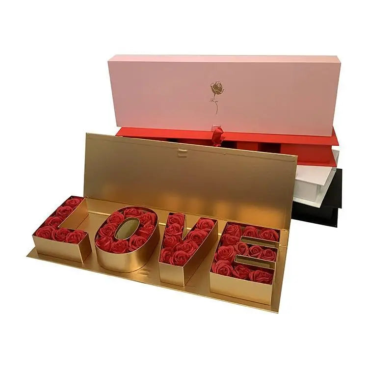Romantic Valentine's Day I Love You Alphabetic Combination Embossing Process Paperboard Soap Flower Gift Box