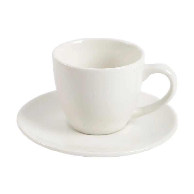 Wholesale Custom Printed 85mL White Ceramic Espresso Cups with Saucers Bone China Eco-Friendly Set for Espresso Lovers