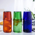 Small Capacity Borosilicate Glass Jug Set for Milk Drinking Pitcher with Cup Lid Handmade Mouth Blown Japanese Style