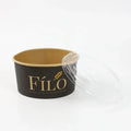 Disposable Take Away Black Kraft Paper Salad Deli Bio Bowl Food Container with PET Lid Kraft Paper Bowl