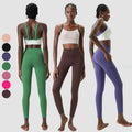 2024  Custom Logo  2 Piece Women Yoga Set High Supportive Sports Bra Tummy Control Yoga Leggings Breathable Gym Active Wear