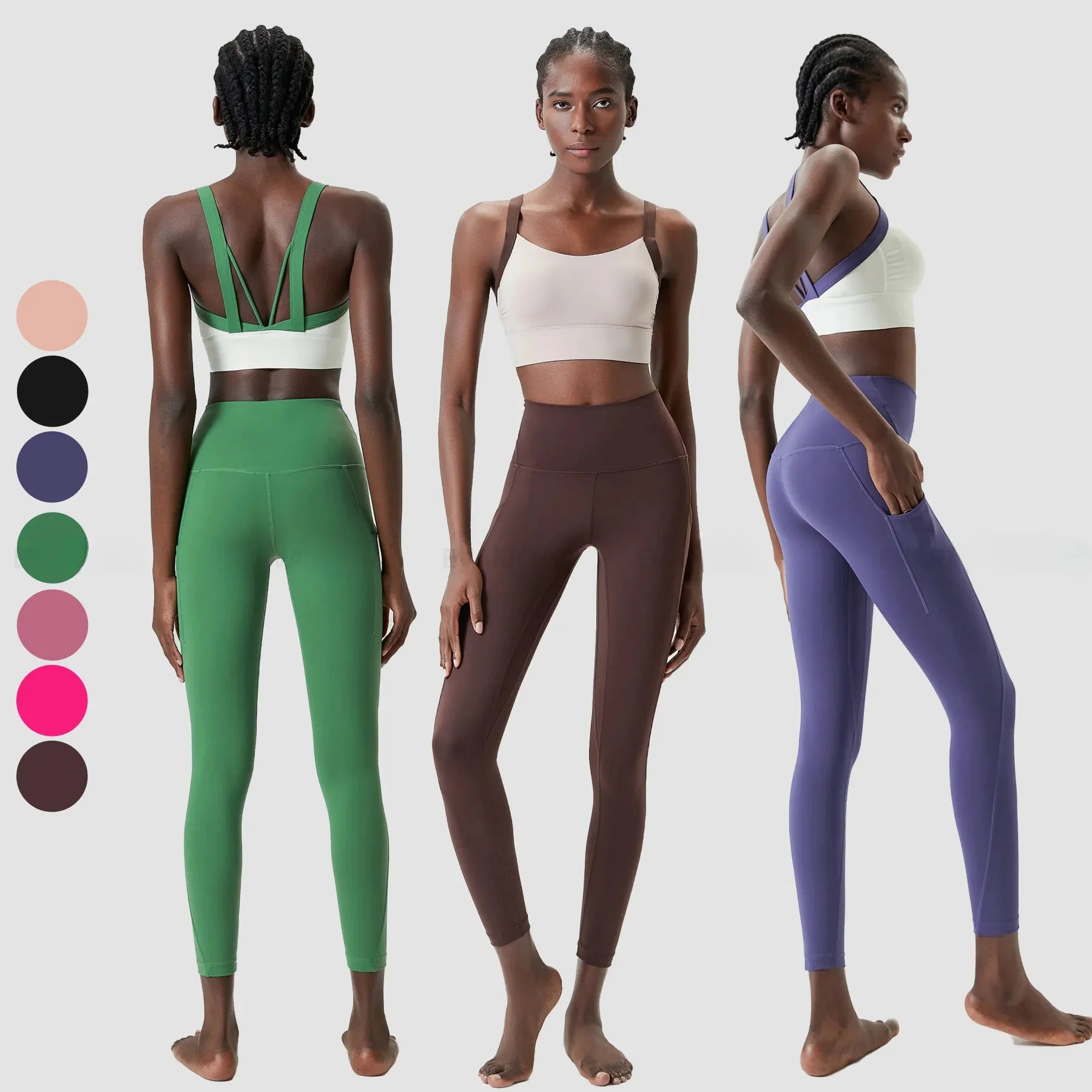 2024  Custom Logo  2 Piece Women Yoga Set High Supportive Sports Bra Tummy Control Yoga Leggings Breathable Gym Active Wear
