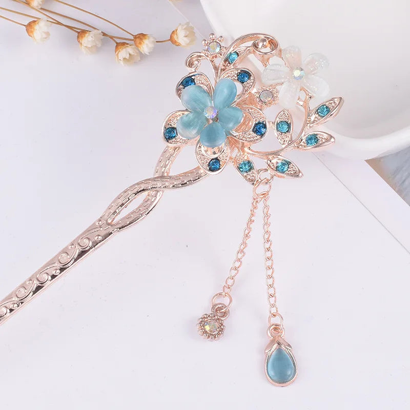 Vintage Chinese Traditional Flower Hairpin Classic Hair Stick Elegant Women Elegant Hanfu Hair Accessories