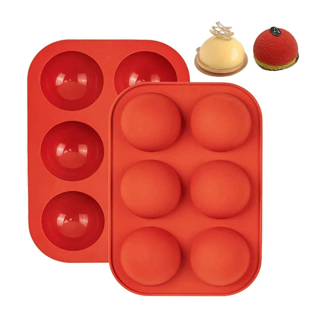 OEM ODM Hot Selling 195*135*50mm Food Grade Six Hole Semicircle Cake Fudge Mold Baking Silicon Chocolate Mold