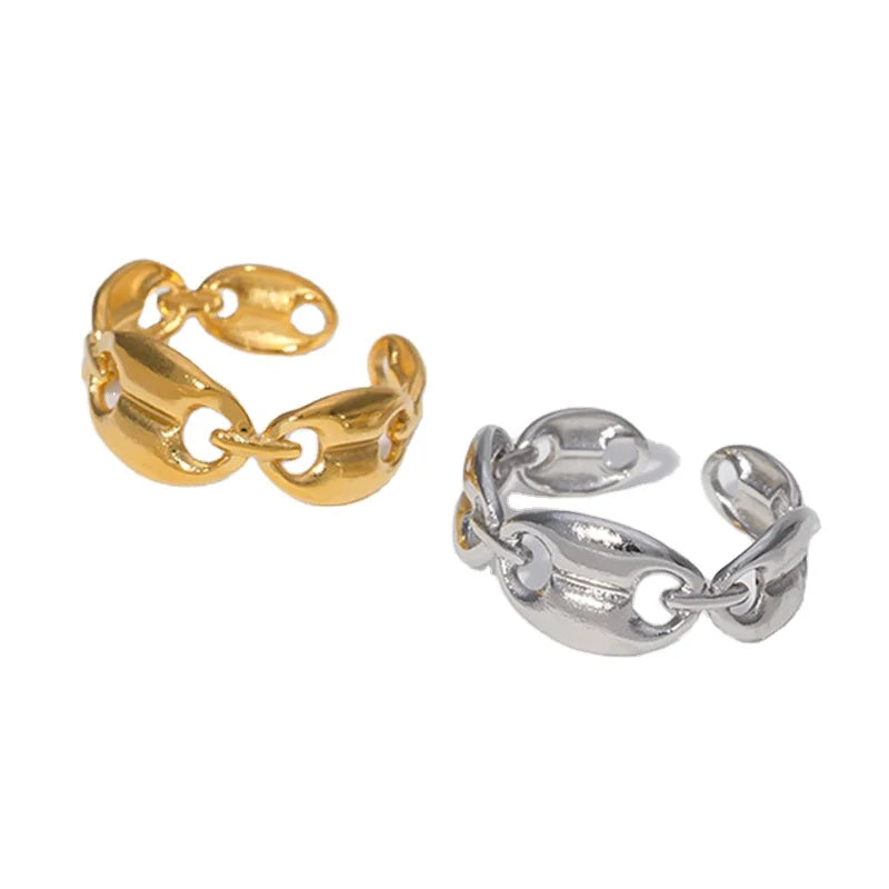 BM Wholesale Non Tarnish Stainless Steel Link Rings for Women