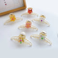Acrylic Transparent Flower Shark Hair Claw Wholesale Gradient Flower Cross Claw Clip 9.6cm Fashionable Kids Hair Accessories
