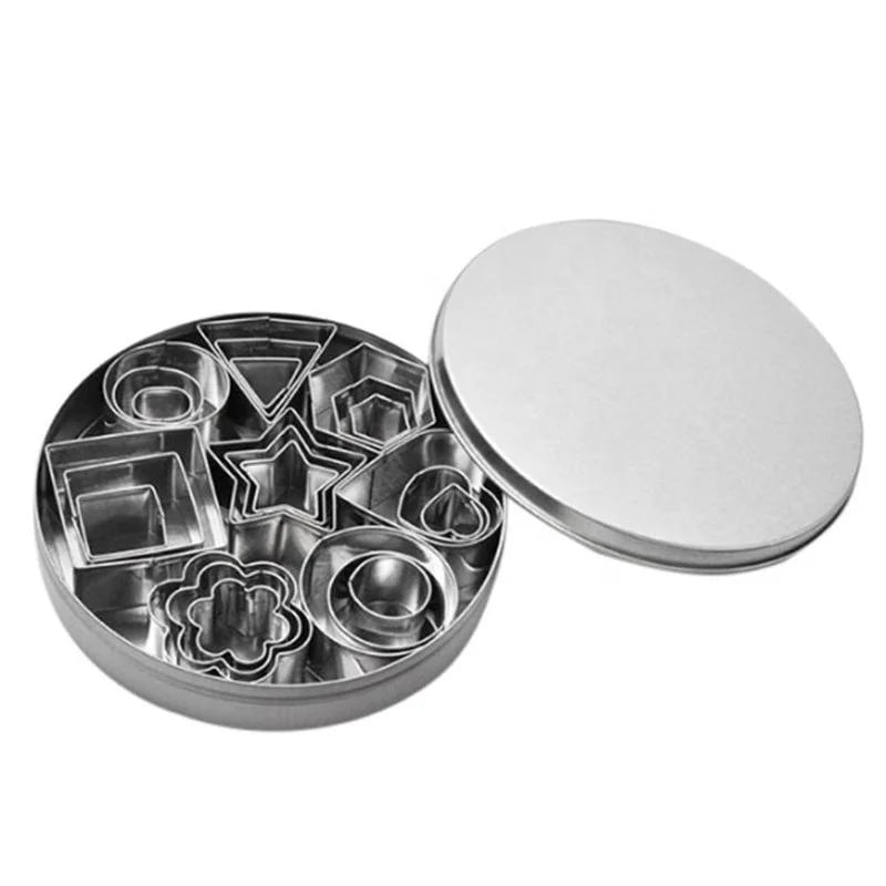 24Pcs Stainless Steel Mini Cookie Cutter Set Biscuit Cookie Mold Christmas Pastry Cutters Slicers Decoration Baking Tools