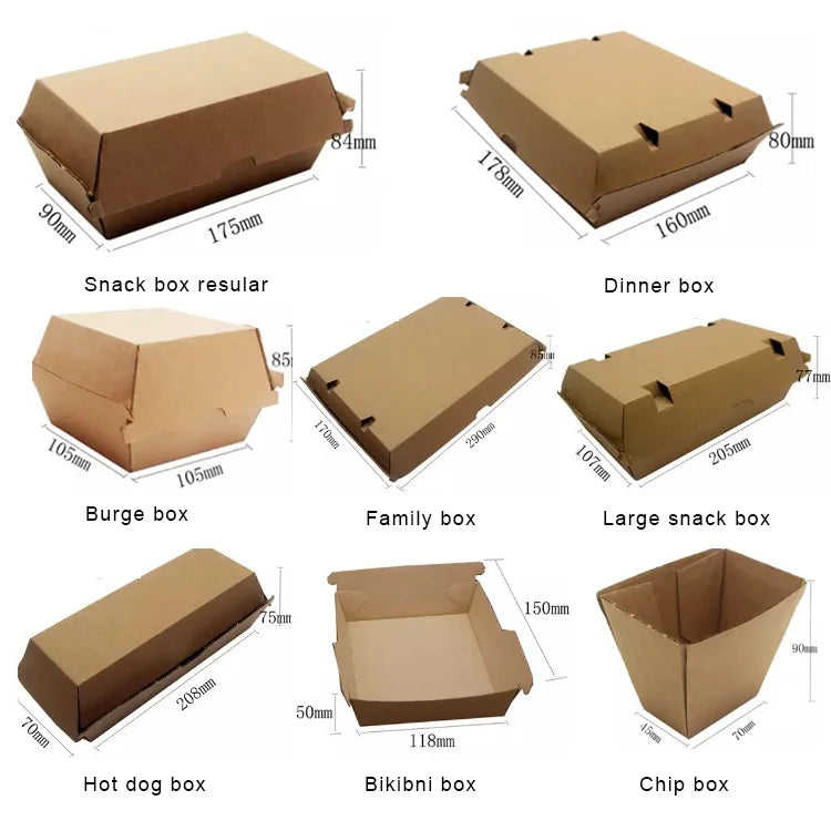 Best Selling Custom logo Printed Hamburger Box Brown Kraft Corrugated Cardboard Burger Box