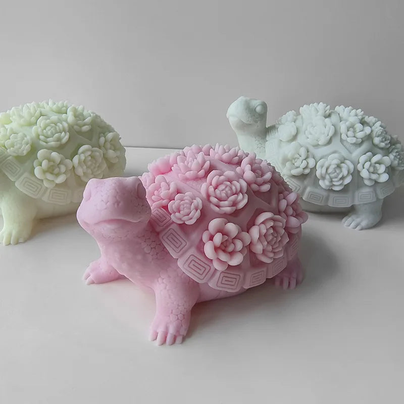 3d Succulent Turtle Silicone Epoxy Resin Candle Aromatherapy Mold Diy Soap Mold Animal Art Sculpture Turtle for Home Decor