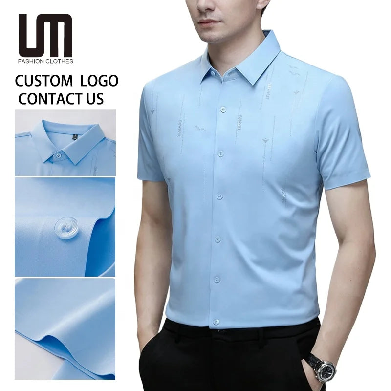 Custom Logo Wholesale Trends Spring Summer Casual Korean Fashion Breathable Single Breasted Business T Shirts for Men