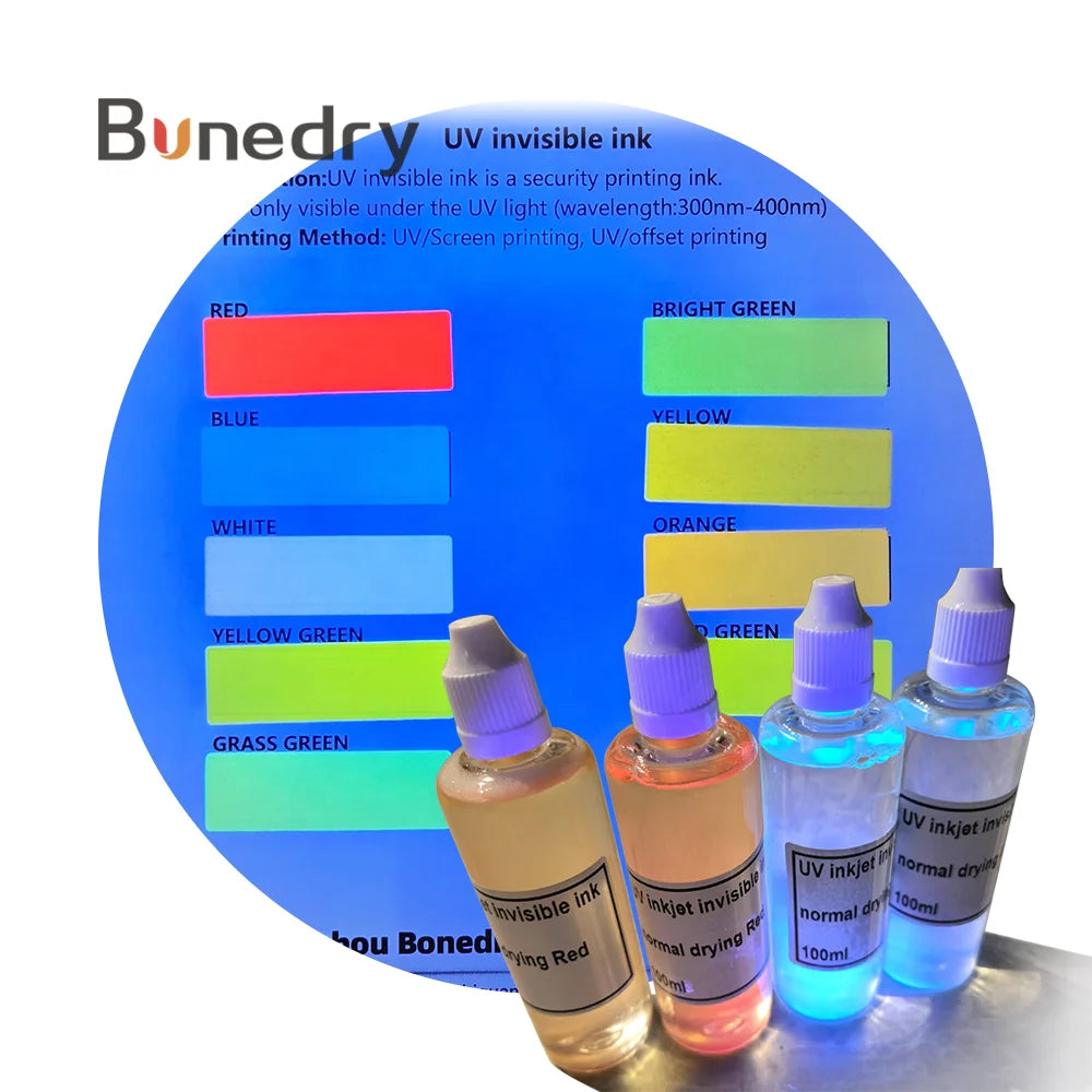 UV Invisible Ink Colorless to Yellow Green Water Based for Anti-forgery Screen Printing Eco Friendly High Gloss Factory Supply