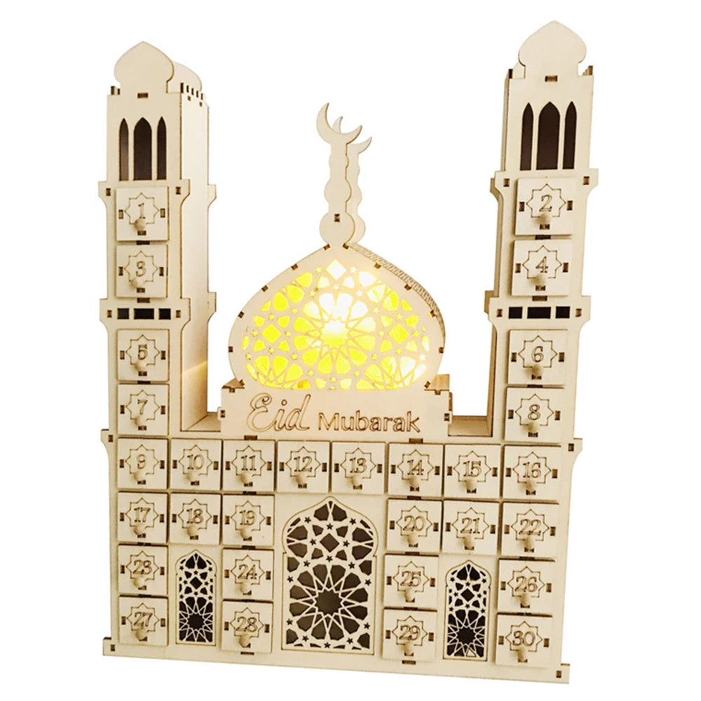 Elegant DIY Wooden Ramadan Calendar Box New Home Office Muslim Holiday Lanterns for Eid Mubarak Decorations and Party