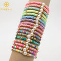 Ethnic Summer Bohemian Natural Baroque Pearl Clay Beads Stretch Women Fashion Jewelry Boho Bracelet