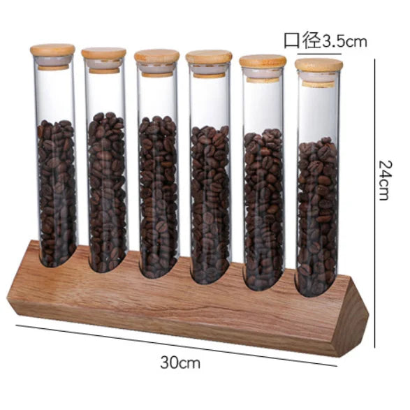 Q Hot Sell Glass sealed Cans of Various Capacities Coffee Beans Glass Jar with Wooden  Covers