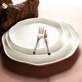 Irregular White Ceramic Restaurant Plate Wholesale Catering Custom Logo Hotel Vajilla De Porcelana Dessert Steak Dinner Dishes