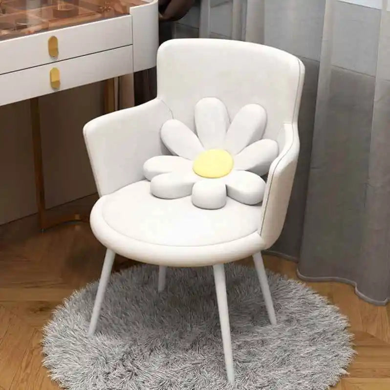 Modern Simple Cream Wind Velvet Dining Chair Small Flower Design Home Office Kitchen Furniture for Hotel Use Metal MDF Material