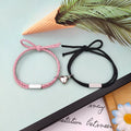 2Pcs Magnetic Bracelet Stainless Steel Heart Pendant Charm Couple Bracelets for Lover Friend Men Women Braid Rope Bracelets