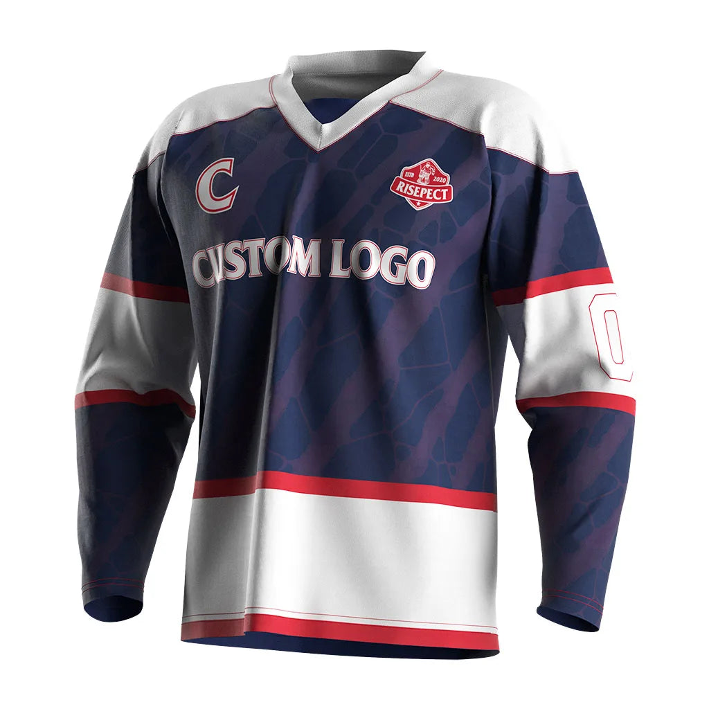 Hot Sale Men'S Plus Size Sports Long Sleeve V Neck Sports Uniform Women'S Field Ice Wear Custom Design Hockey Practice Jersey