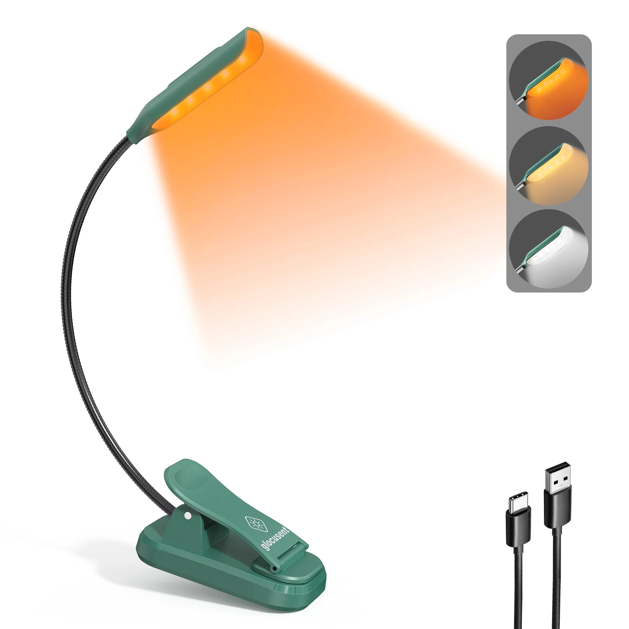 Wholesale Eye Caring Dimmable Amber Reading Light Usb Rechargeable Flexible Clip on Book Led Light for Reading in Bed
