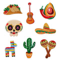 Mexican Day of the Dead Embroidery Handmade Iron on Skull Guitar Beef Roll Patches