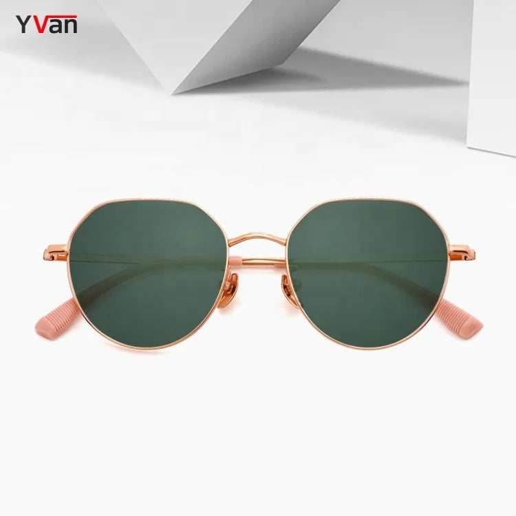 2024 Luxury Designer Titanium Rose Gold Sunglasses for Ladies Polarized Gafas De Sol De Moda with Tac Lenses