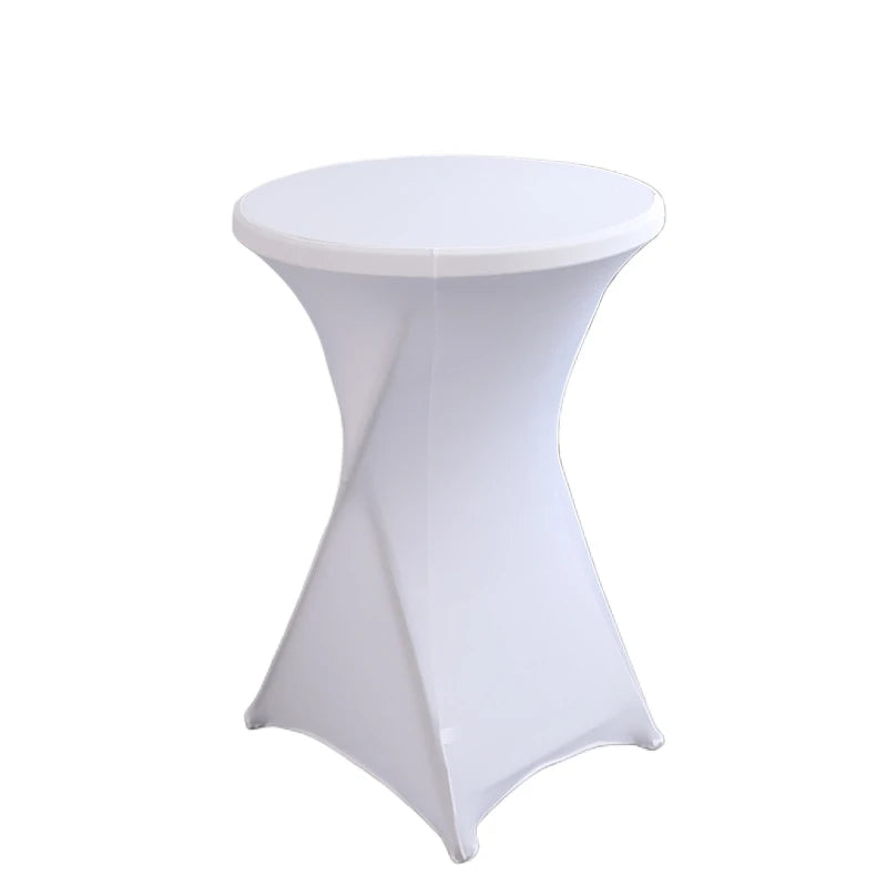 Round Spandex Fitted Bar Table Covers White Cocktail Stretch Table Tablecloth Black Highboy Table Cloth for Wedding Party Opp