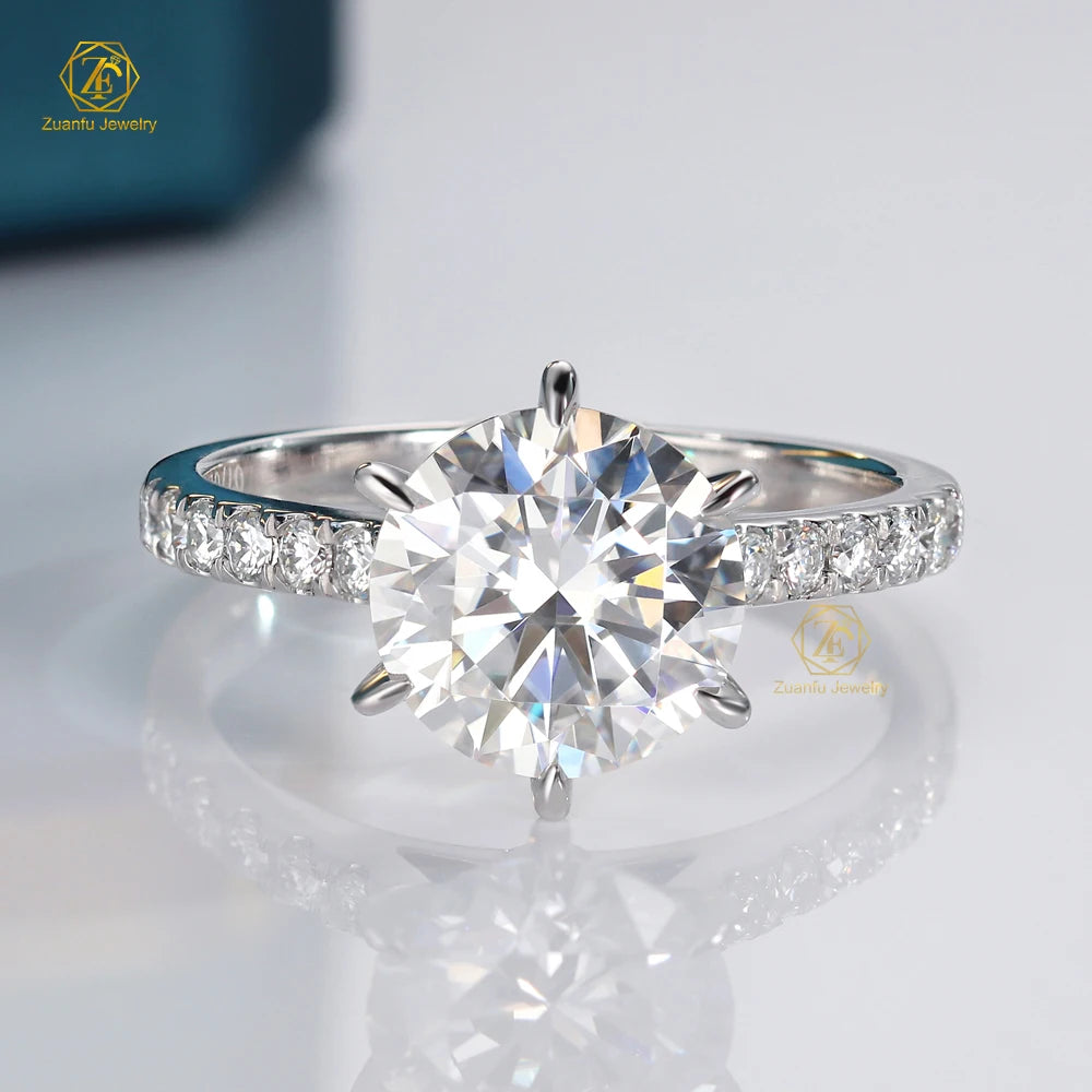 Custom Ring 18K Gold Platinum VVS 3CT Round Moissanite Engagement Ring White/Yellow/Rose Gold Moissanite Ring Wedding Ring