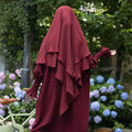 Loriya Hot Sale Traditional Muslim Clothing&accessories Wrinkle Polyester 2 Layers Khimar Islamic Muslim Women Scarf