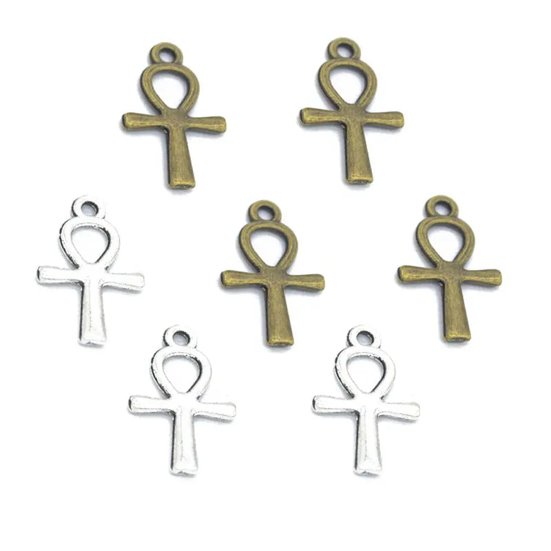 100pcs/bag Antique Silver Color Cross Charms Pendants Jewelry Making DIY Handmade Craft 21*13mm T45