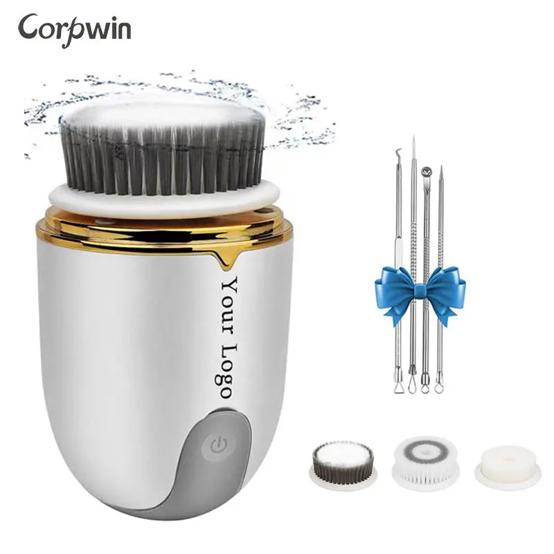 2024 Newest Portable Face Cleaning Scrubber Exfoliating Sonic Facial Massager Silicone Electric Facial Cleansing Brush
