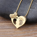 QIKU Wholesale Romantic Heart-Shaped Copper Zircon Gold Plated Pendant Necklace for Women Men Children-Party Wedding Jewelry