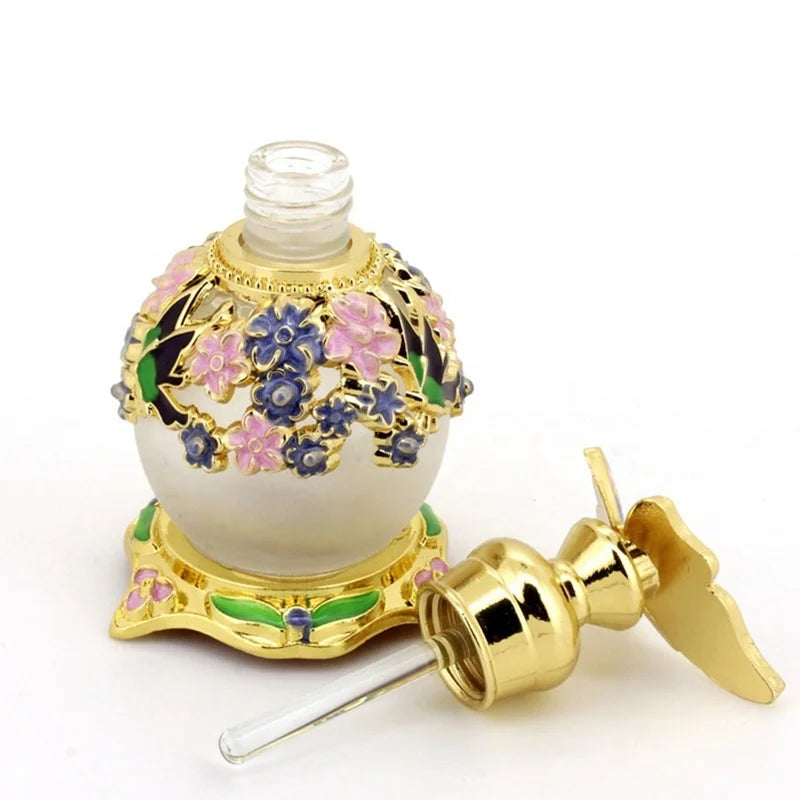 Hot Sale 15ml Arabic Gold Color Butterfly Perfume Bottle Empty Glass Refillable Essential Oil Attar Container With Good Price