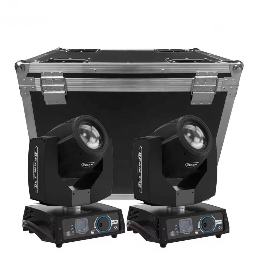 2pcs Beam 230w Sharpy 7r Moving Head Lights with Flight case RGBW 24 Prism Stage Movinghead Lights