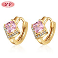Hypoallergenic Queen Diamond Hoop Earrings Cubic Zirconia Zircon Aretes De Oro Laminado 18k Gold Earrings for Woman Wholesale