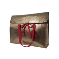Metallic Non Woven Flap Style Custom Shaped Reusable Shopping Bags With Customized Logo